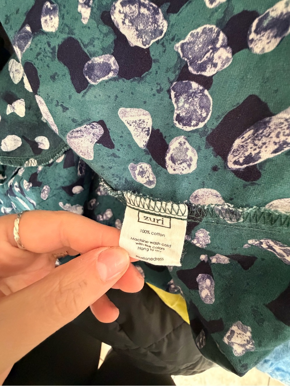 Zuri Cotton Shirt Dress XL Green Abstract Print Pockets - Picture 5 of 6